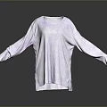 Lavender Loose Fit Long Sleeve Top With Round Neck And Soft Fabric