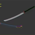 Traditional Japanese Samurai Sword With Silver Blade Black Handle And Decorative Scabbard