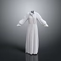 White Long Sleeve Shirt Dress With Buttoned Front And Simple Design