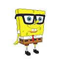 SpongeBob SquarePants Doll With Black Frame Glasses White Shirt Red Tie And Brown Shorts