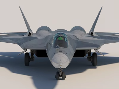 Modern Stealth Fighter Jet Front View With Cockpit Landing Gear And Sleek Fuselage Design 3d model
