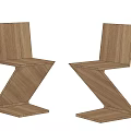 Modern Stylish Wooden Dining Chairs With Unique Z Shaped Design Structure 3d model