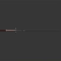 Weapon Sword With Red Handle Blue Blade Sharp Edge Isolated On Dark Background