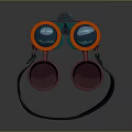 3D Model Of Colorful Binoculars With Green Orange Red Parts And Gear Strap Design For Scenic Viewing