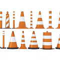 Various Road Traffic Facilities Featuring Orange White Traffic Cones Barriers And Striped Designs