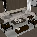Modern Minotti Sofa Coffee Table Combination 3d model
