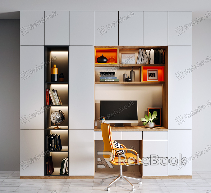 Modern desk chair bookcase display decorative desk combination model