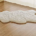 Cloud Shaped Light Beige Fluffy Rug For Wooden Floor With Soft Texture And Curtain Background