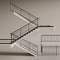 Modern Metal Staircase Design With Multi Level Structure And Railings Components 3d model