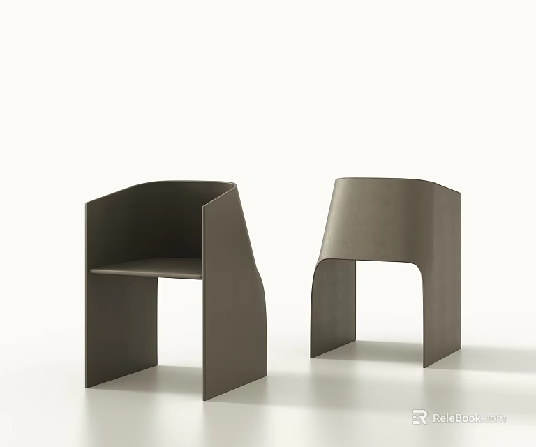 Modern Minimalist Dark Colored Leisure Chairs With Geometric Structure For Indoor Decor 3d model 