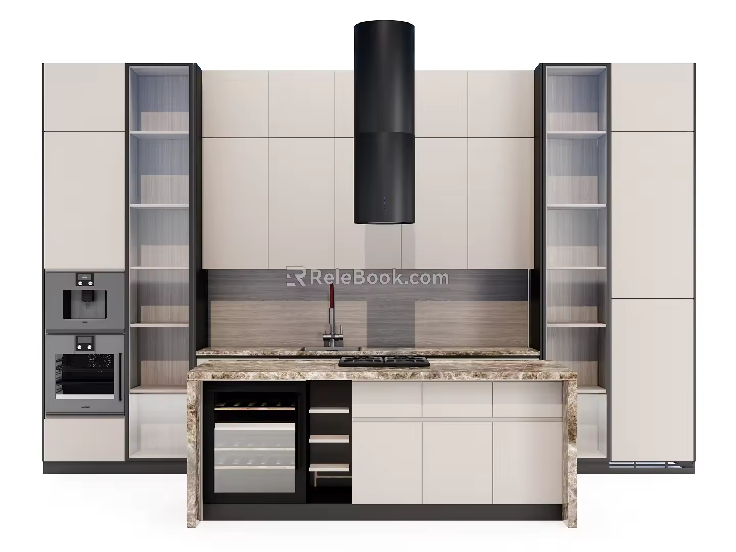Open Kitchen Island Table Cabinet 3d model