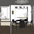 Modern Restaurant Interior With Open Design Dining Table Chairs And Pendant Lights