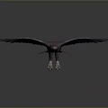 Majestic Large Eagle Flying With Spread Wings And Dark Feathers Against Dark Background