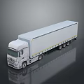 White Box Truck With Long Cargo Trailer And Multiple Wheels On Smooth Surface 3d model