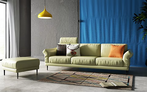 Modern Combination Sofa apricot Three-Seat Sofa 3d model