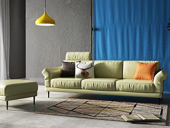 Modern Combination Sofa apricot Three-Seat Sofa 3d model