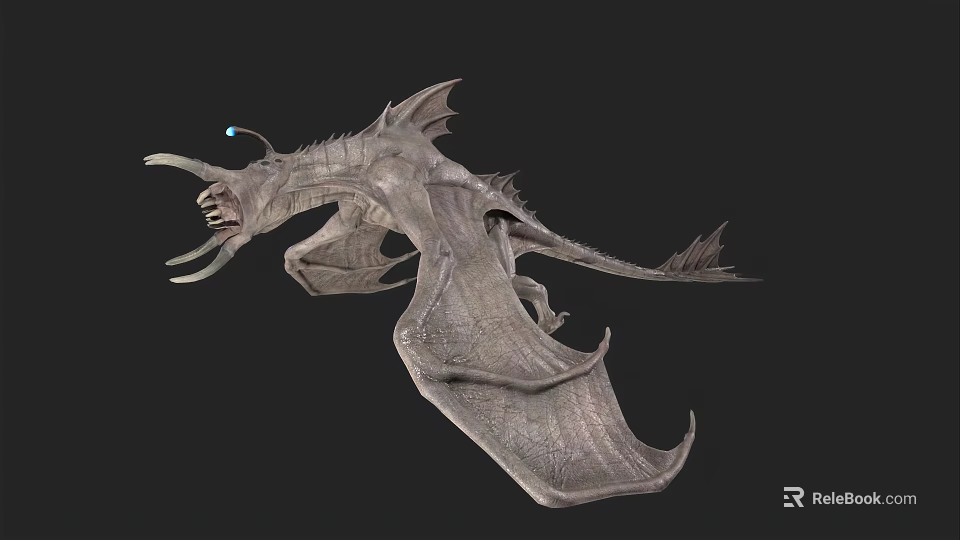 Fantasy Flying Dragon 3D Model Featuring Scaly Wings Sharp Fangs And Blue Eye 3d model 