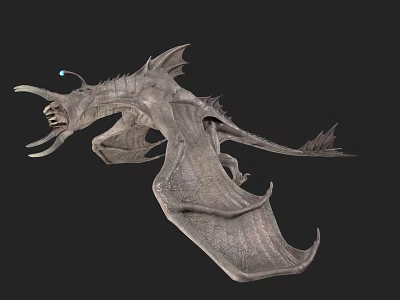 Fantasy Flying Dragon 3D Model Featuring Scaly Wings Sharp Fangs And Blue Eye 3d model