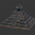 Ancient Temple Model with Tiered Stone Steps Layered Platform and Small Shrine on Top 3d model