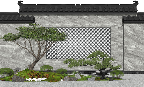 New Chinese style landscape sketch landscape sketch landscape wall 3d model