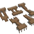 Wooden Landscape Bridge With Various Structures Steps And Outdoor Platforms 3d model
