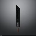 Black Metallic Sword With Red Hilt And Sleek Modern Design Features