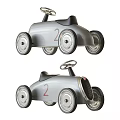 Two Vintage Toy Cars With Number 2 And Retro Design