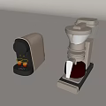 Modern Kitchen Coffee Appliances With Compact Espresso Machine Drip Coffee Maker And Coffee Cups 3d model