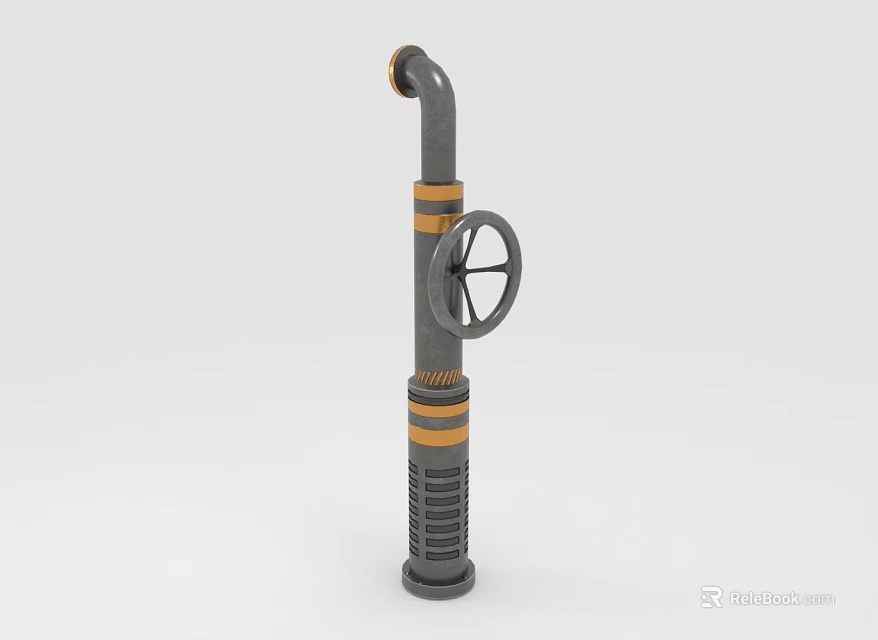 Industrial Vertical Mechanical Device With Gray Body And Orange Stripes Handwheel 3d model 