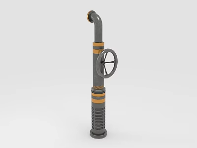 Industrial Vertical Mechanical Device With Gray Body And Orange Stripes Handwheel 3d model