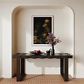 Middle Ancient Style End View Cabinet Middle Ancient Style Decorative Ornaments Combination Vase Middle Ancient Decorative Painting 3d model