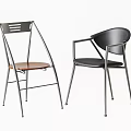 Modern Dining Chairs With Metal Frame Wooden And Black Seats Design