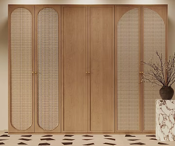 Middle Aged Silent Wind Wardrobe Combination Rattan 3d model