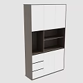Modern White and Gray Bookcase with Cabinets Open Shelves and Drawers