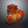 Handcrafted Decorative Storage Jar With Intricate Orange Red Patterns For Home Use