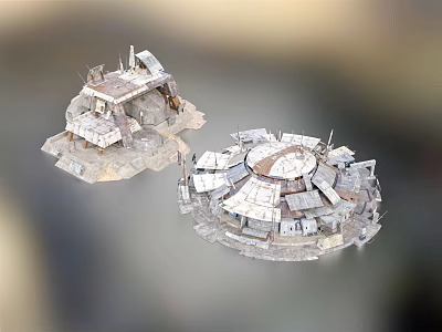 Detailed Sci Fi Structure Models With Complex Platforms And Asymmetric Designs 3d model
