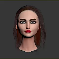 Realistic 3D Female Character Head With Red Hair Freckles And Red Lips