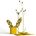 Dried Flower Arrangement With Brown Red Orchid And White Pampas Grass Decorative Ornament Set