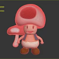 Cartoon Mushroom Character With Red Spotted White Cap And Small Pink Mushroom Friend