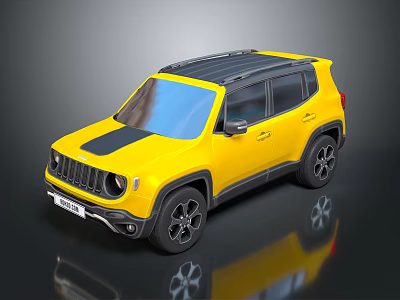 Yellow Modern SUV With Black Roof Rack And Stylish Front Grille Design 3d model