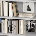 Organized Books And Magazines On Stylish Bookshelves With Various Designs And Neutral Tones