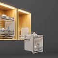 Wooden Kitchen Cabinet with Lighting Open Design Metal Racks Pull out Shelf for Kitchen Utensils