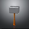 Square Metal Head Hammer With Cracked Design And Orange Textured Handle 3D Render