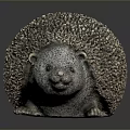 Decorative Hedgehog Figurine With Textured Brown Exterior And Gray Face