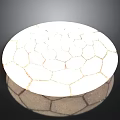 Unique Circular Decorative Bowl With White Beige Cracked Surface Texture Pattern