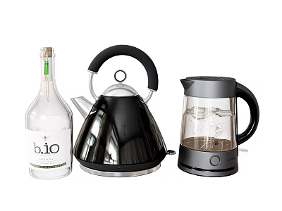 Modern Black Kettle And Transparent Electric Kettle For Home Kitchen Use 3d model