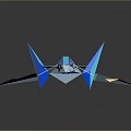 Abstract Geometric Sculpture With Blue And White Polyhedral Structure And Reflective Surface On Dark Background