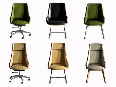 Modern Office Chairs With Green Black Beige Grey Colors Swivel Fixed Bases Upholstered Design 3d model