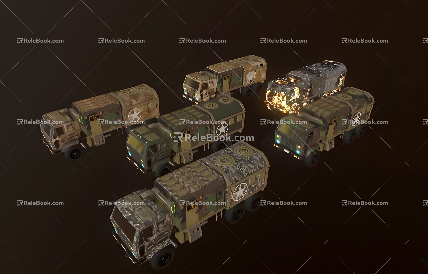 Truck combination car cartoon transport vehicle military vehicle truck motor vehicle vehicle 3d model