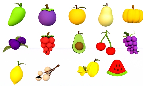 Cartoon fruit 3d model